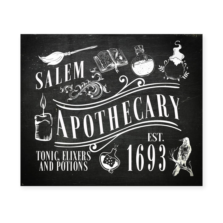 Salem Apothecary-Tonics, Elixirs, Potions-Spooky Halloween Wall Art Decor-10 x 8" Rustic Farmhouse Picture Print -Ready to Frame. Perfect for Home-Office-Party Decorations! Printed on Photo Paper.