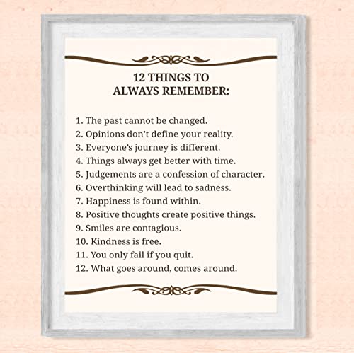 "12 Things To Always Remember"- Inspirational Wall Art- 8 x 10"