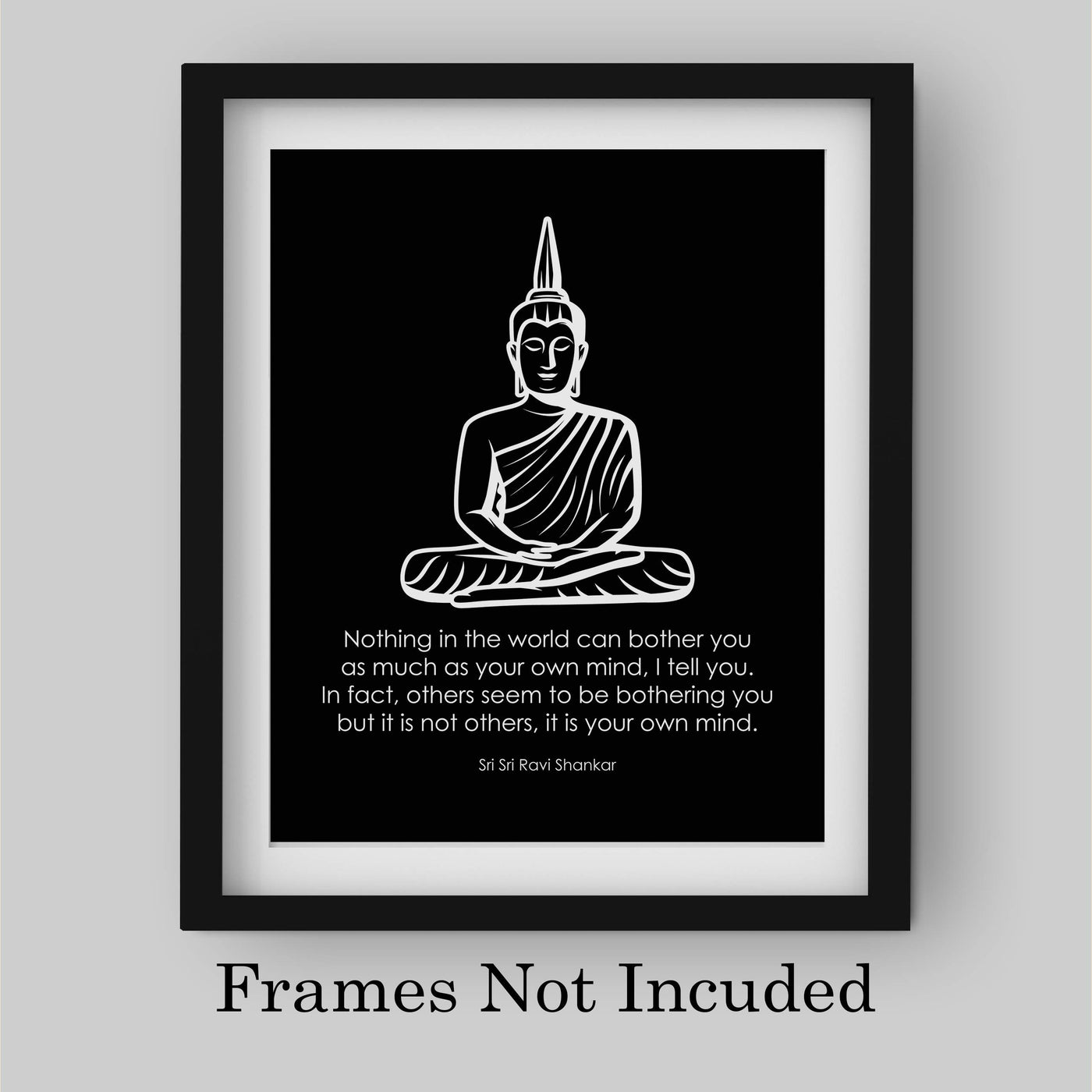 Nothing Can Bother You As Much As Your Own Mind- Inspirational Quotes Wall Art- 8 x 10" Spiritual Poster Print with Buddha Image-Ready to Frame. Home-Office-Studio-Spa Decor. Perfect Zen Gift!