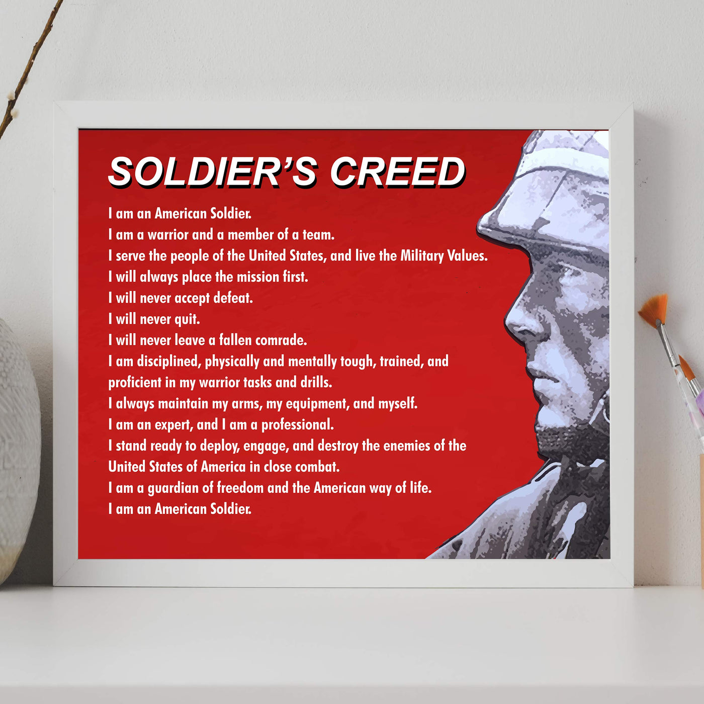 Soldier's Creed Patriotic Wall Decor-14x11" American Soldier USA Print-Ready to Frame. Patriotic Home-Office-Cave-Military Decor. Perfect Sign for Patriotism! Great Gift for Active Duty & Veterans!