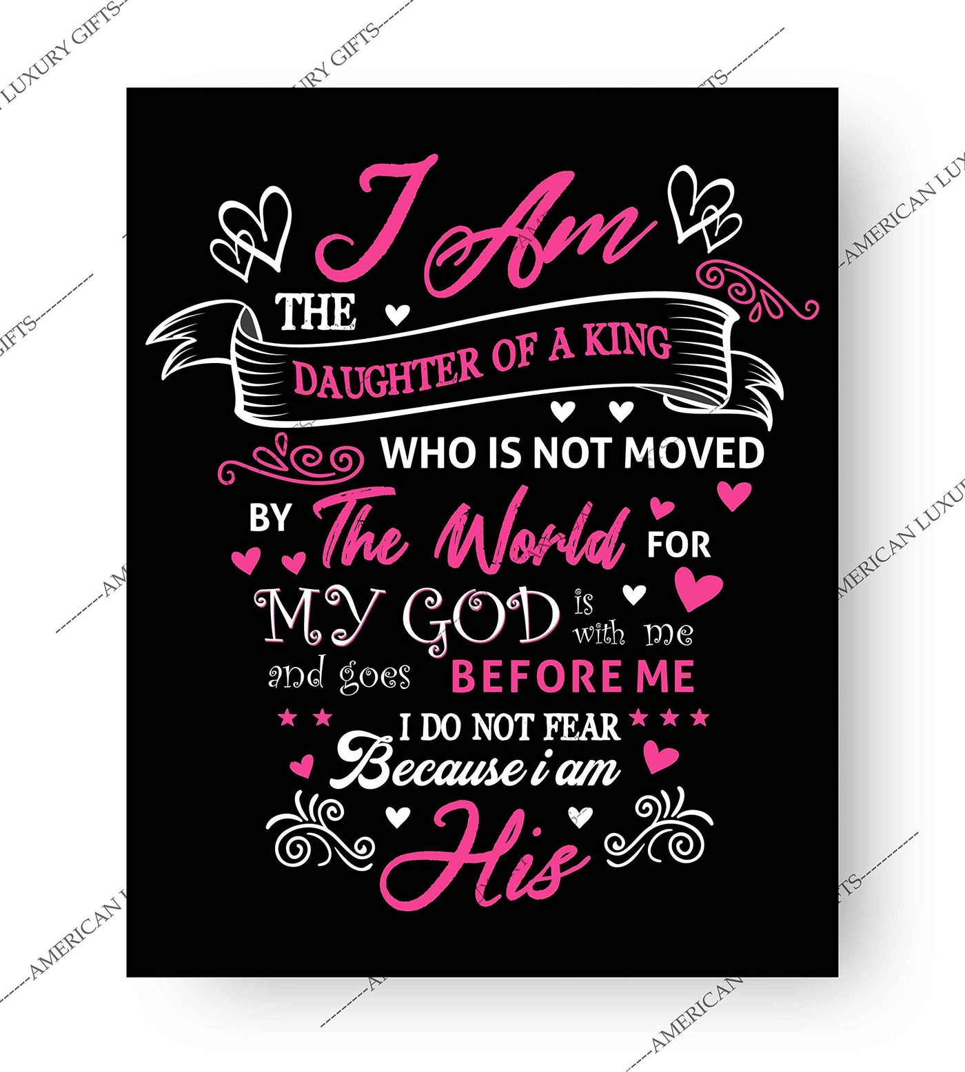 I Am the Daughter of a King-Spiritual Wall Art-8 x 10" Modern Christian Poster Print-Ready to Frame. Inspirational Home-Office-Church-Dorm D?cor. Great Gift of Inspiration! Perfect for Teen Girls!