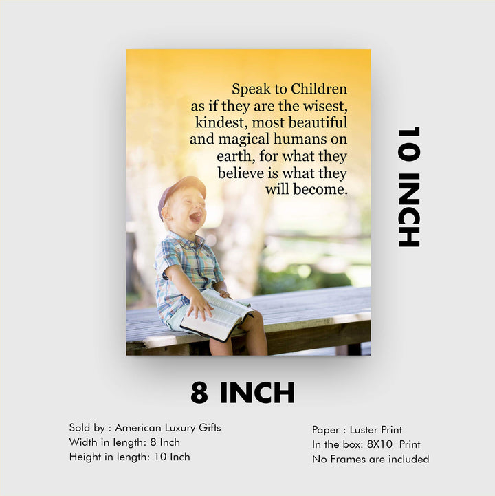 Speak to Children Wisely- Inspirational Wall Art- 8 x 10 Print Wall Art D?cor Ready to Frame. Nursery Decor, Bathroom Decor &amp; Bedroom Wall Art. Perfect Reminder for Great Parenting.