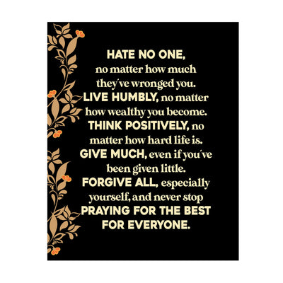Live Humbly-Think Positively-Inspirational Quotes Wall Art -11 x 14" Rustic Floral Print w/Wood Design-Ready to Frame. Home-Office-School-Positive Decor. Great Life Lessons! Printed on Photo Paper.