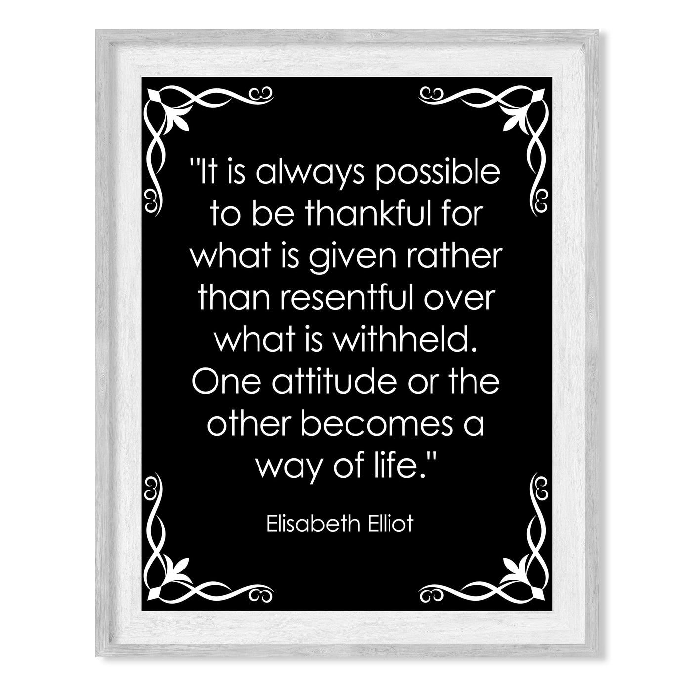 Elisabeth Elliot Quotes-"Possible to Be Thankful For What Is Given"-8 x 10" Inspirational Wall Art Print -Ready to Frame. Home-Office-School Decor. Great Christian Gift for Teaching Spiritual Women.