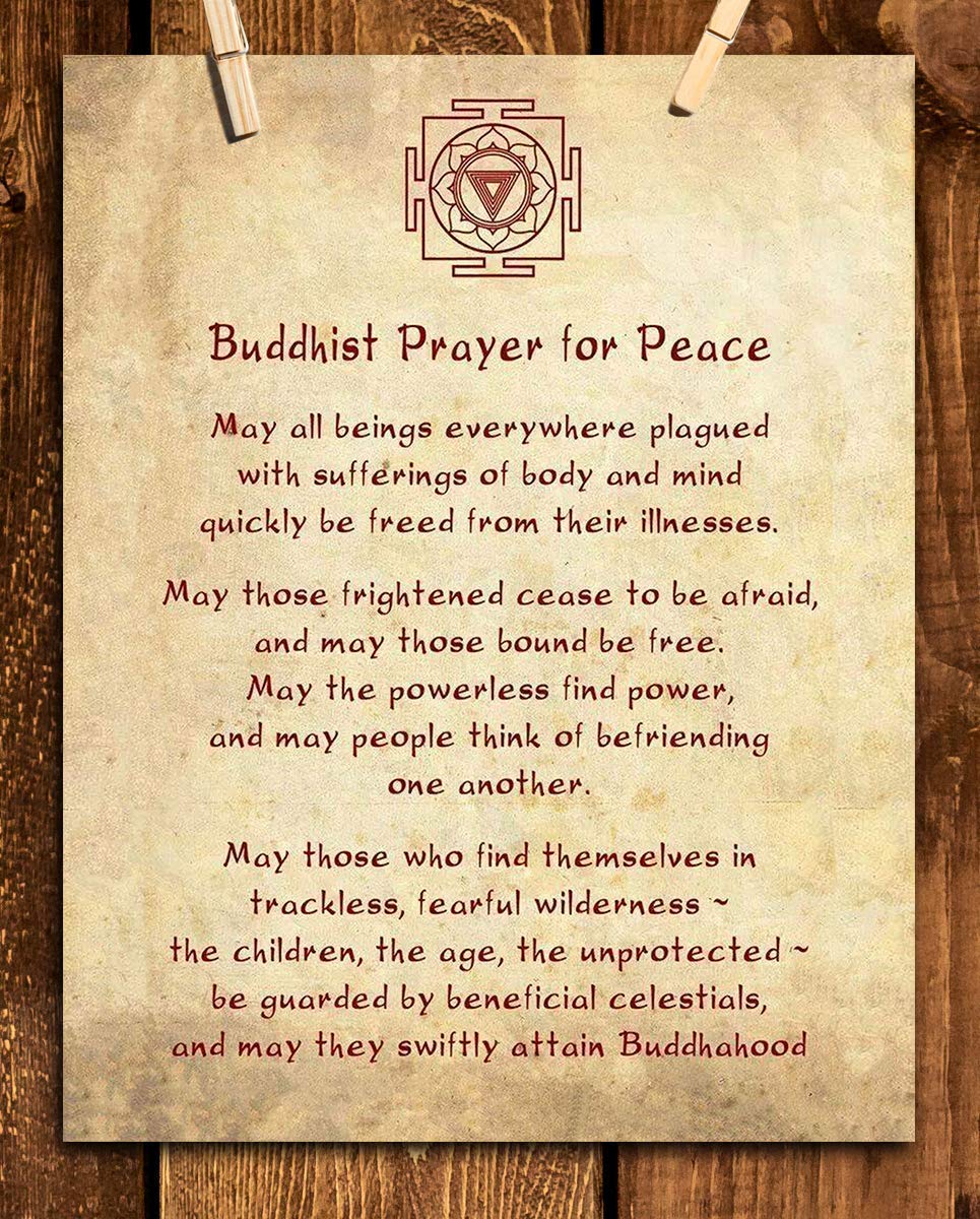 Buddhist Prayer For Peace Art Print- 8 x 10" Wall Art Parchment Print- Ready to Frame. Asian Home D?cor, Studio &amp; Office D?cor. Perfect Gift for Buddhism, Zen &amp; Inspiration.