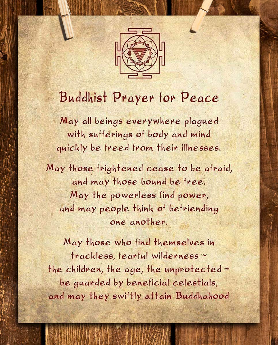 Buddhist Prayer For Peace Art Print- 8 x 10" Wall Art Parchment Print- Ready to Frame. Asian Home D?cor, Studio & Office D?cor. Perfect Gift for Buddhism, Zen & Inspiration.