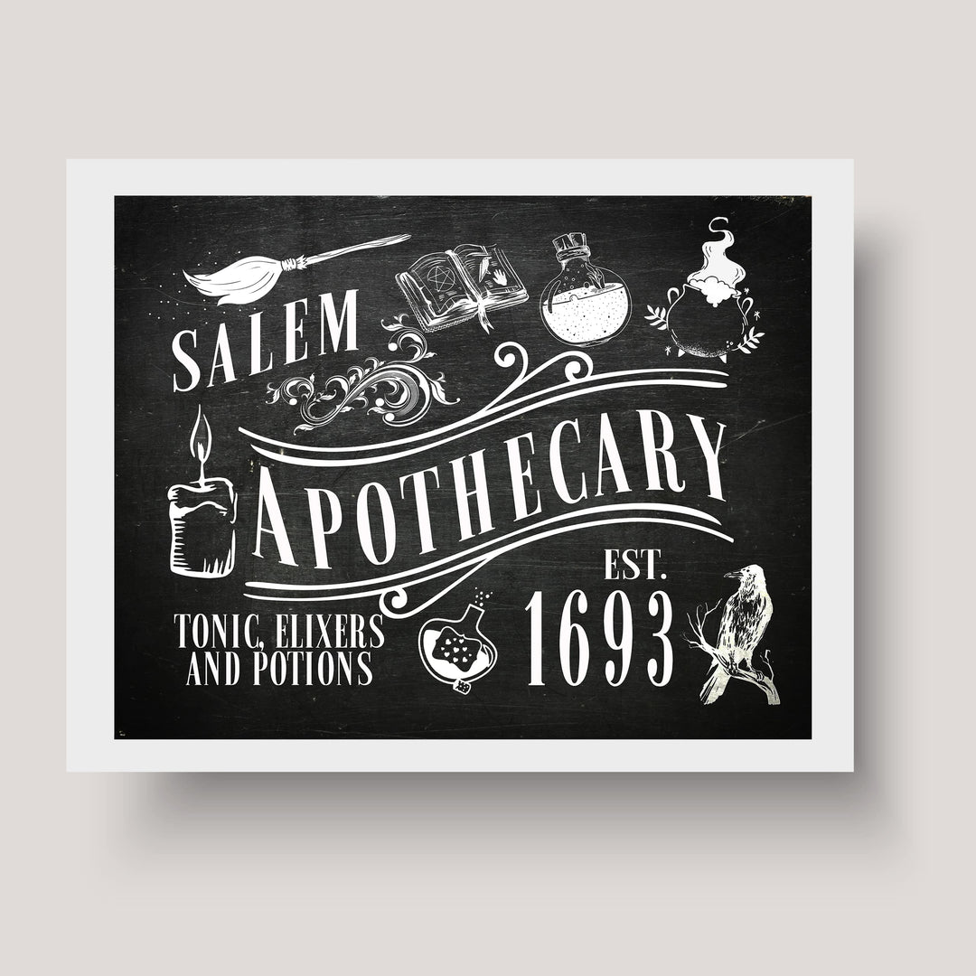 Salem Apothecary-Tonics, Elixirs, Potions-Spooky Halloween Wall Art Decor-10 x 8" Rustic Farmhouse Picture Print -Ready to Frame. Perfect for Home-Office-Party Decorations! Printed on Photo Paper.