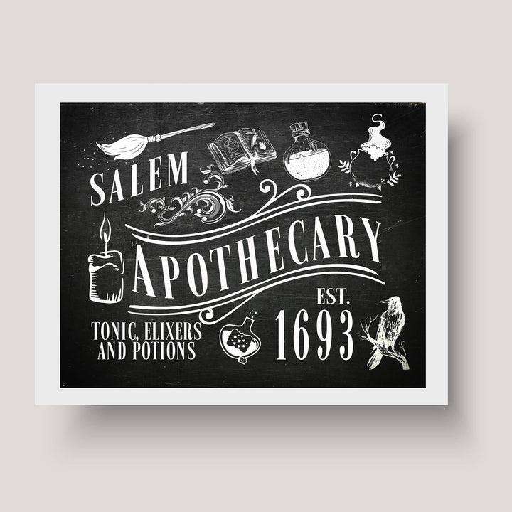Salem Apothecary-Tonics, Elixirs, Potions-Spooky Halloween Wall Art Decor-10 x 8" Rustic Farmhouse Picture Print -Ready to Frame. Perfect for Home-Office-Party Decorations! Printed on Photo Paper.