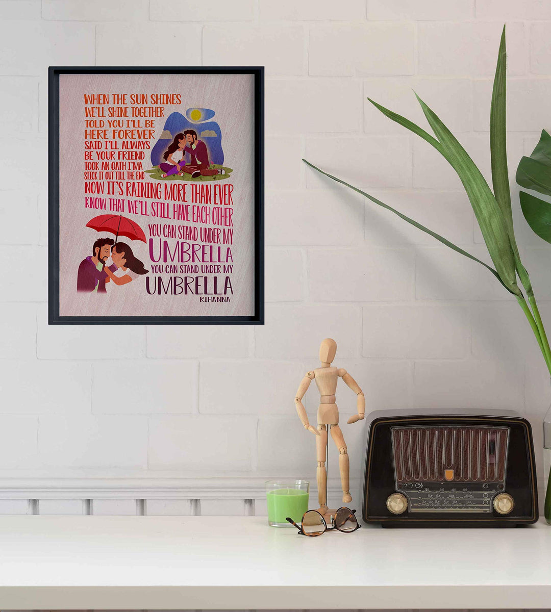 Rihanna-"You Can Stand Under My Umbrella"-Song Lyric Wall Art-8 x 10" Music Poster Print-Ready to Frame. Contemporary R&amp;B-Pop Decor for Home-Office-Studio-Dorm. Great Romantic Gift for Rihanna Fans!