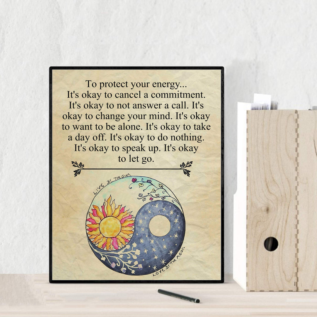 Protect Yourself- Live &amp; Love- Inspirational Wall Art- 8 x 10" Poster Print-Ready to Frame. Modern Zen, Parchment Print Design Decor for Home, Bedroom, Office &amp; Studio. It&