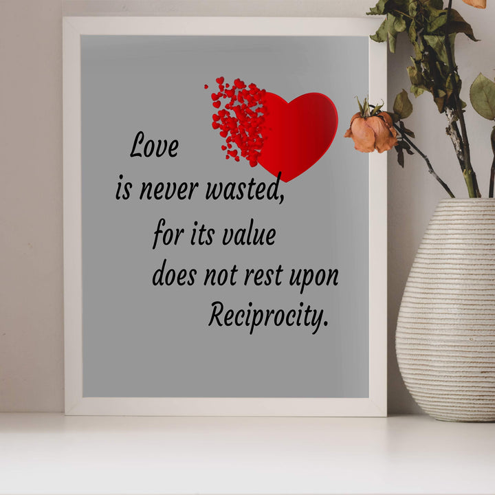 Love Is Never Wasted Love Quotes Wall Art -8 x 10" Poetic Typographic Art Print-Ready to Frame. Home-Bedroom-Office-Studio Decor. Loving Message for Spouses-Newlyweds-Partners. Great Romantic Gift!