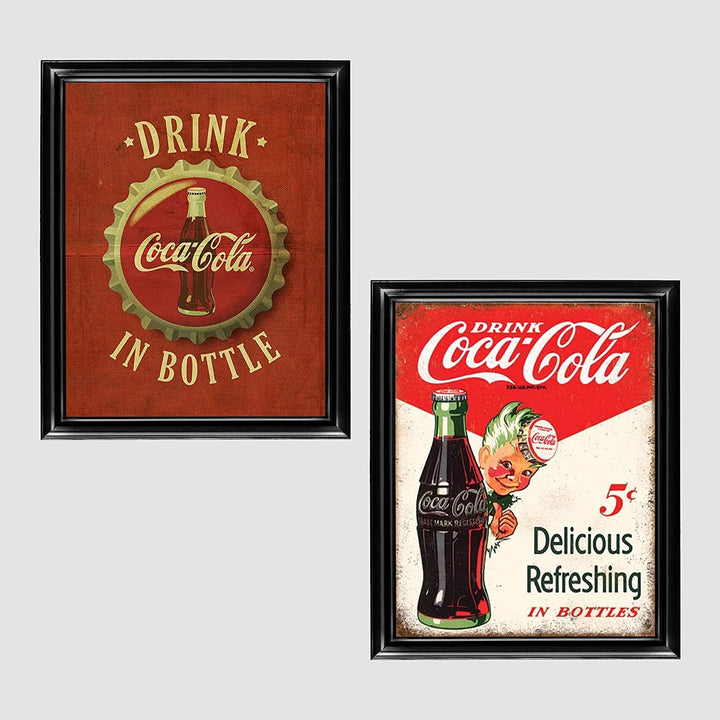 Vintage Coca Cola Bottle/Cap- Signs Print Set (2)- 8 x 10"