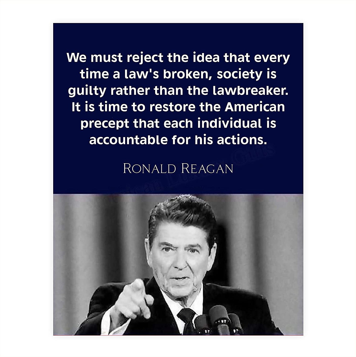 "Individuals Are Accountable"- Ronald Reagan Quotes Wall Art- 8 x 10"