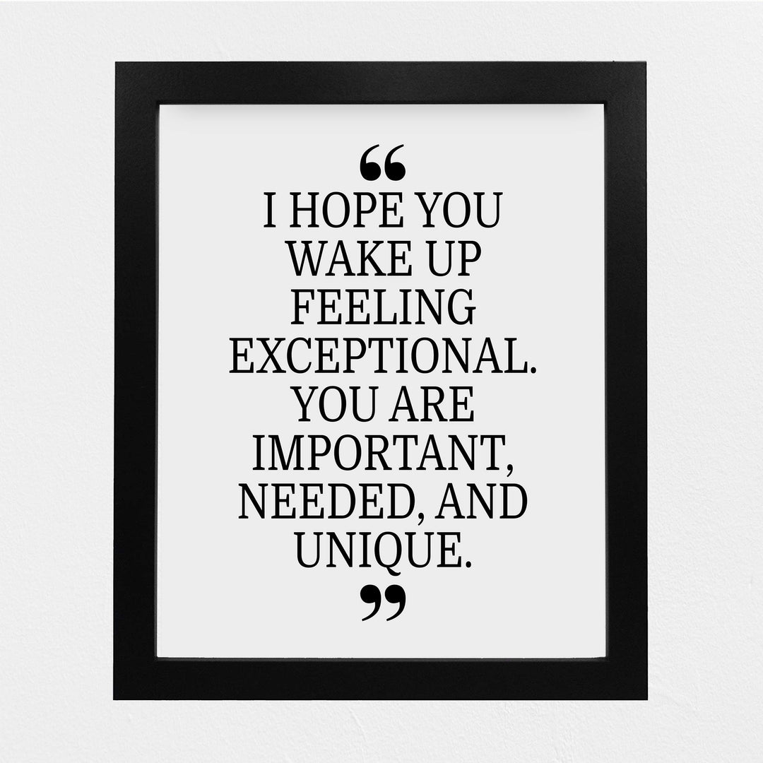 You Are Important, Needed, and Unique Motivational Quotes Wall Art -8 x 10" Inspirational Poster Print-Ready to Frame. Modern Typographic Design. Positive Home-Office-Classroom-Dorm Decor!