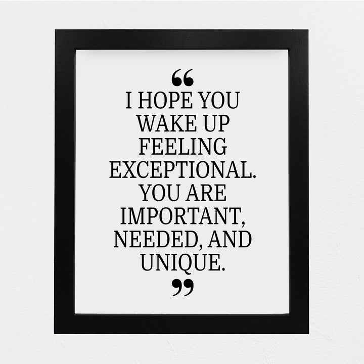 You Are Important, Needed, and Unique Motivational Quotes Wall Art -8 x 10" Inspirational Poster Print-Ready to Frame. Modern Typographic Design. Positive Home-Office-Classroom-Dorm Decor!