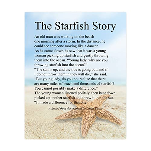 "The Starfish Story" Inspirational Beach Wall Art Sign -8 x 10"
