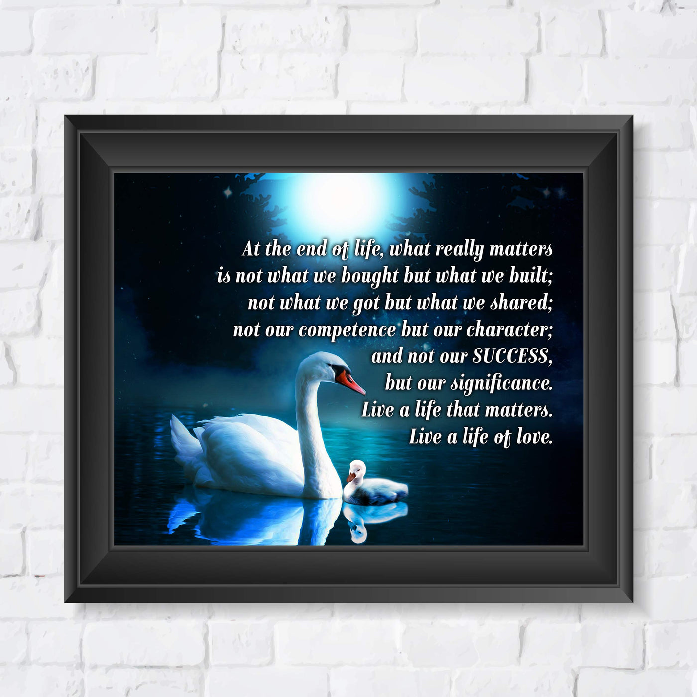 Live A Life That Matters-Live A Life of Love-Inspirational Quotes Wall Art -10 x 8" Motivational Poster Print w/Swan Images-Ready to Frame. Home-Office-Studio-Dorm Decor. Great Positive Sign!