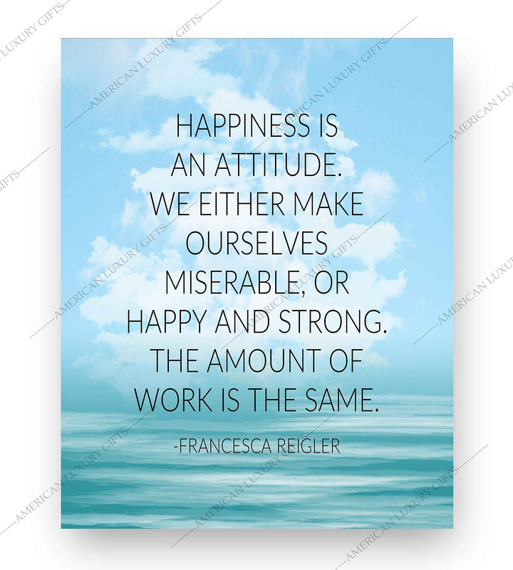 Happiness Is An Attitude-Inspirational Quotes Wall Art-8 x 10" Modern Typographic Print-Ready to Frame. Positive Quote by Francesca Reigler. Home-Office-School-Dorm Decor. Great Gift &amp; Life Lesson!