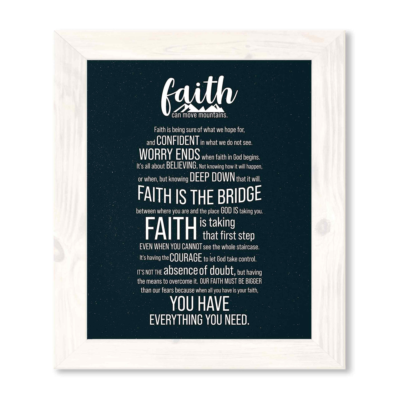 Faith Can Move Mountains-Inspirational Christian Wall Art -11 x 14" Starry Night Scripture Print-Ready to Frame. Home-Office-Sunday School-Church Decor. Great Gift! Faith In God Is All You Need!