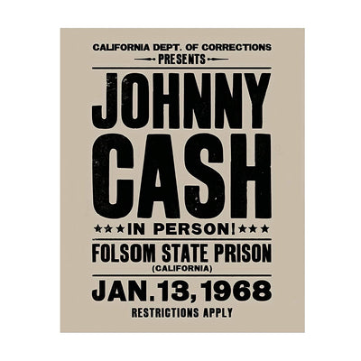 "Johnny Cash-In Person-Folsom State Prison"-Country Music Wall Art -11 x 14"