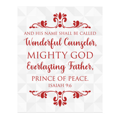 His Name Shall Be Called-Prince of Peace-Isaiah 9:6-Bible Verse Wall Art-11 x 14" Scripture Christmas Print-Ready to Frame. Christian Home-Office-School-Church Decor. Great Holiday Gift of Faith!