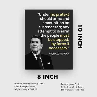 Ronald Reagan Quotes Wall Art-"No Pretext to Surrender Arms"- 8 x 10" Typographic Portrait Print-Ready to Frame. Modern Home-Office D?cor. Presidential Quotes. Perfect 2nd Amendment-Patriotic Gift.