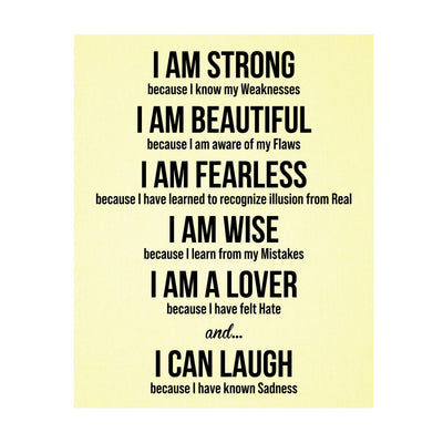 I Am Strong Because I Know My Weaknesses Motivational Quotes Wall Sign -11 x 14" Modern Inspirational Art Print -Ready to Frame. Great for Home-Office-Classroom Decor. Perfect Life Lessons for All!