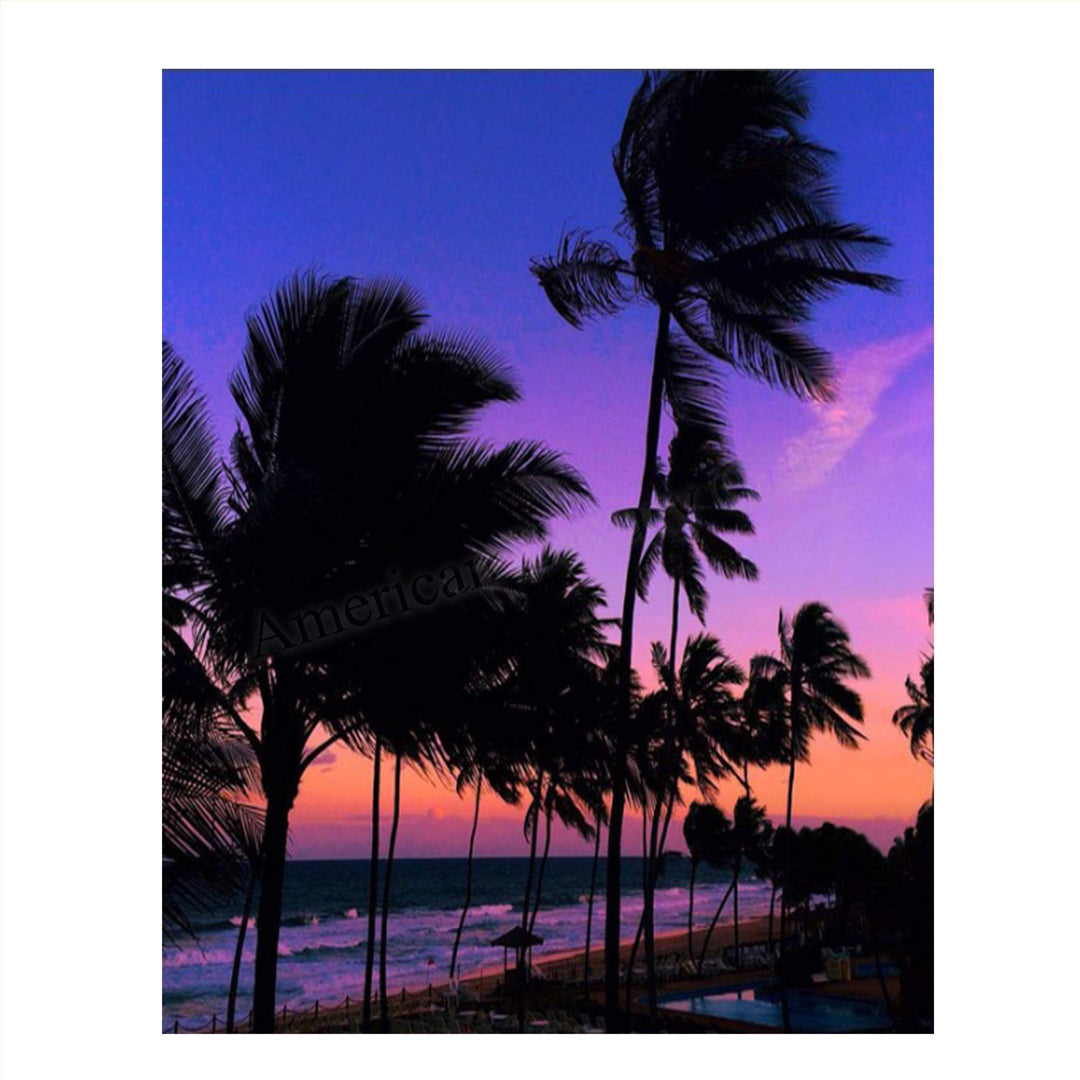 Purple Palms Beach Sunset- 8 x 10&