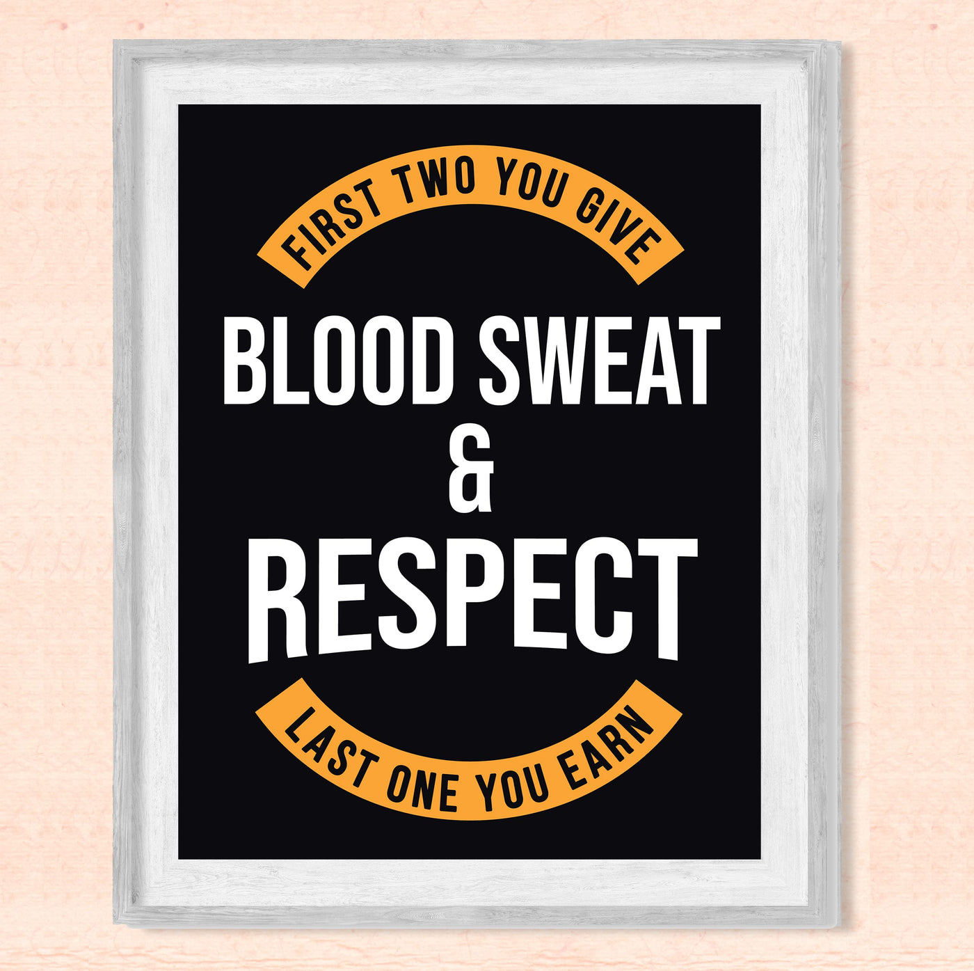 Blood, Sweat, & Respect-Last One You Earn Motivational Quotes Wall Art -8 x 10" Inspirational Exercise & Fitness Print-Ready to Frame. Modern Home-Office-School-Gym Decor. Great Gift of Motivation!