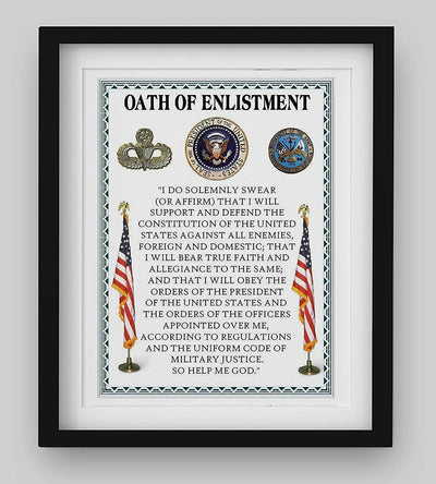 "Oath Of Enlistment"- U. S. Military-Wall Art- 8 x 10"