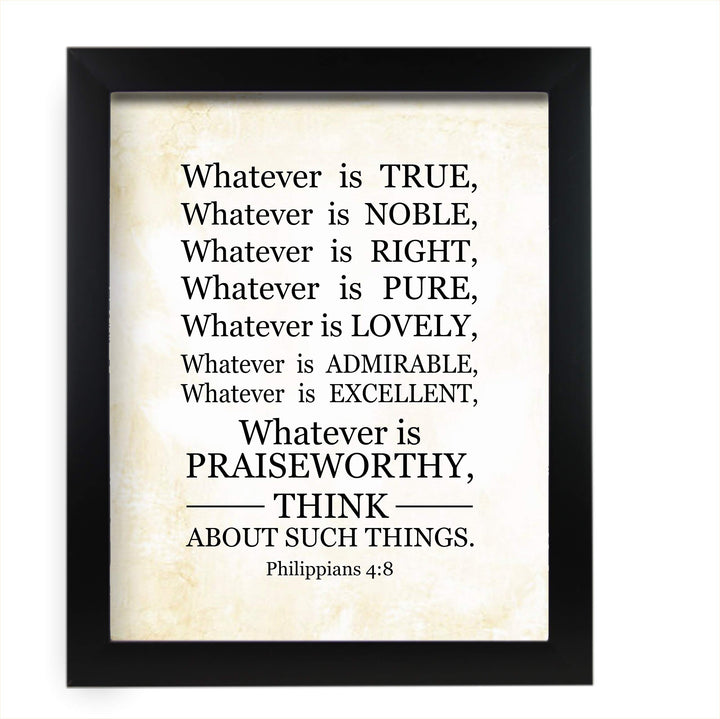 Whatever Is Praiseworthy-Philippians 4:8-Bible Verse Wall Art-11 x 14" Scripture Wall Sign-Ready to Frame. Christian Typographic Poster Print for Home-Office-Church. Great Sunday School D?cor!