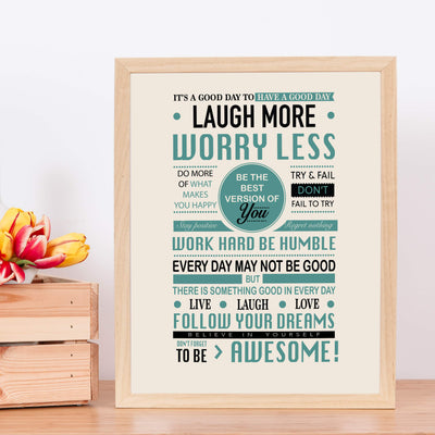 Good Day To Have Good Day- Inspirational-Positive Life Rules Wall Poster. 11 x 14" Modern Wall Art Print-Ready to Frame. Motivational Home-Office-School D?cor. Great Reminders to Live-Laugh-Love!