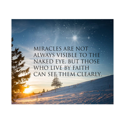 Miracles Not Always Visible to the Naked Eye Inspirational Wall Art Quotes -10 x 8" Starry Night Sunset Print-Ready to Frame. Modern Typographic Home-Office-School-Dorm Decor. Great Gift of Faith!