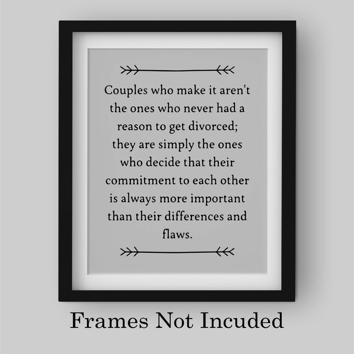 Couples Who Make It Decide Commitment More Important Inspirational Love &amp; Marriage Wall Art-8 x 10" Typographic Print-Ready to Frame. Perfect Wedding-Anniversary Gift! Great Advice for Newlyweds!