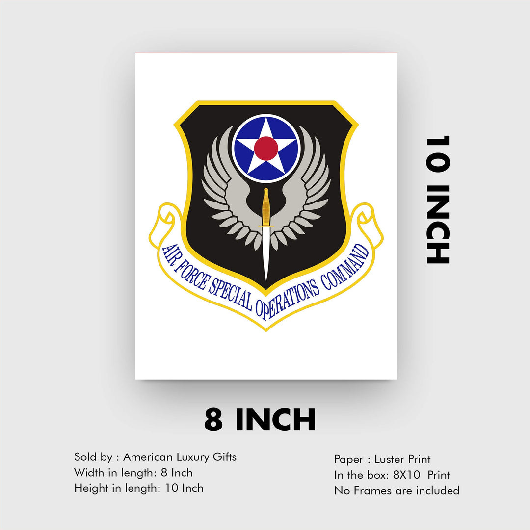 US Air Force Special Operations Command Logo- 8 x 10"- Military Wall Art Print- Ready to Frame. Patriotic Home-Office-Bar-Cave-Lodge Decor. Perfect Gift for Those Who Served. Display Your Pride!