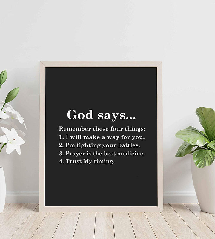 “God Says-Remember These Four Things" Inspirational Wall Print-8 x 10"
