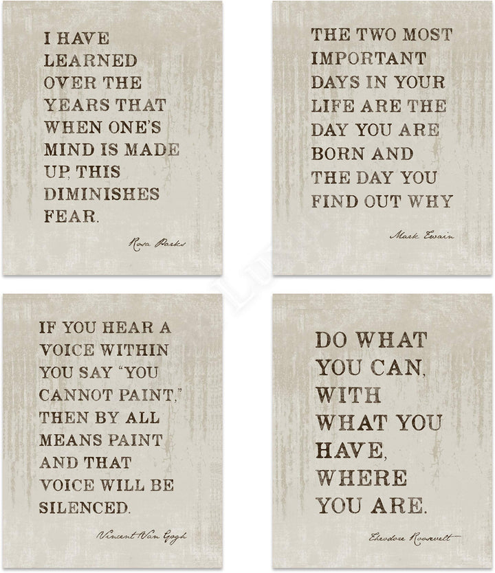 Famous Quotes Wall Art Set-4 (VG) 8 x 10"s Art Wall Prints- Eleanor Roosevelt, Rosa Parks, Mark Twain, Van Gogh-Ready to Frame. Home D?cor, Studio &amp; Office D?cor. Perfect for Motivation &amp; Inspiration.