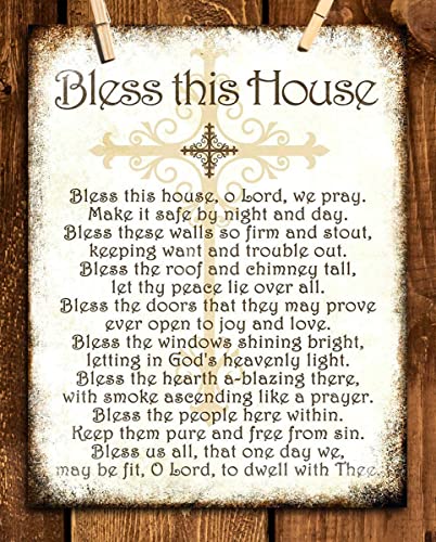 "Bless This House, O Lord, We Pray- Distressed Parchment Print- 8 x 10"