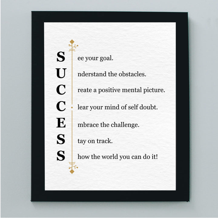 "Success -See Your Goal"-Motivational Quotes Wall Art Sign -11 x 14" Modern Typographic Picture Print -Ready to Frame. Inspirational Home-Office-Classroom-Work Decor. Great Gift of Motivation!