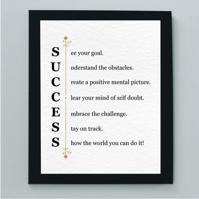 "Success -See Your Goal"-Motivational Quotes Wall Art Sign -11 x 14" Modern Typographic Picture Print -Ready to Frame. Inspirational Home-Office-Classroom-Work Decor. Great Gift of Motivation!