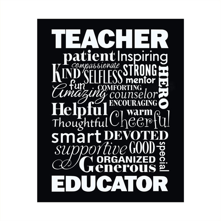 The Perfect Teacher-Educator Inspirational Wall Print- 8 x 10" Beautifully Designed Modern Typographic Word Art-Ready to Frame. Motivational Home-Office-Classroom Decor. Great Gift of Appreciation!