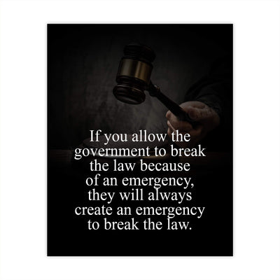 If You Allow Government to Break the Law- 8x10" Political Freedom Wall Decor-Ready to Frame. Motivational Pro-American Poster Print for Home-Office-Garage-Bar-Cave-Patriotic Decor. Great Reminder!