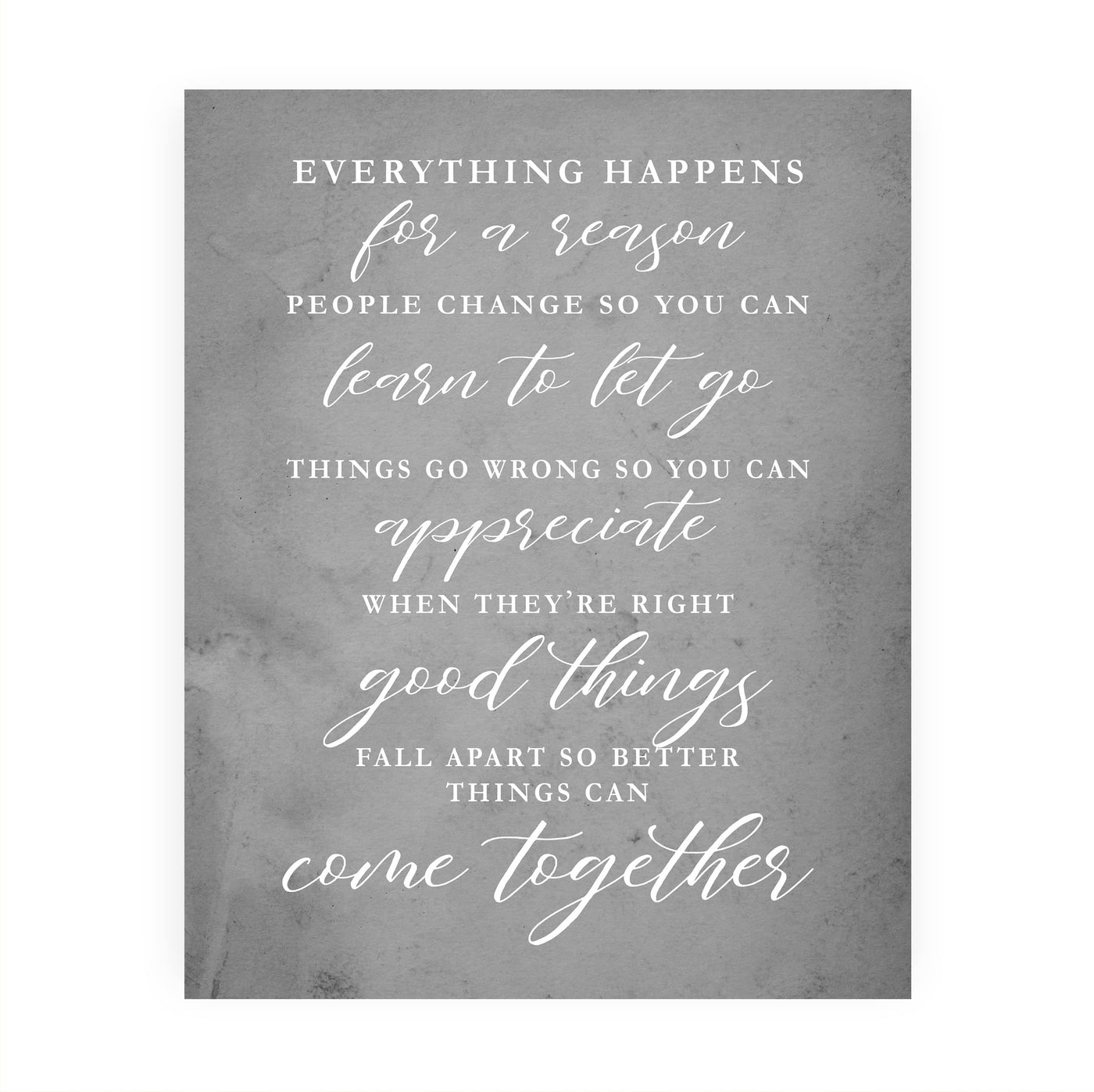 "Everything Happens For a Reason" Inspirational Quotes Wall Decor -8x10" Motivational Art Print-Ready to Frame. Modern Farmhouse Decoration for Home-Office-Classroom Sign. Great Gift!