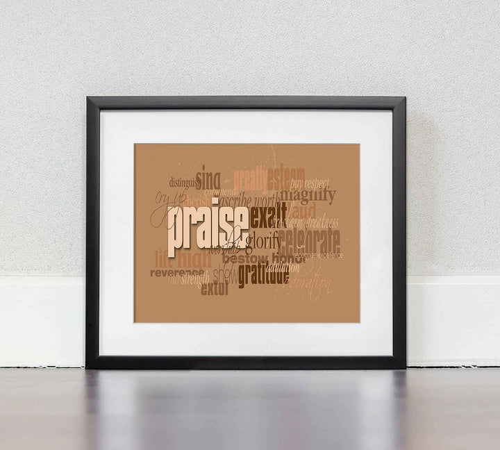 Words of Praise-Word Art Wall Sign-10 x 8"-Spiritual Typographic Poster Print-Ready to Frame. Perfect Inspirational Decor for Home-Office-Studio-School-Church. Great Gift to Celebrate &amp; Praise Him!