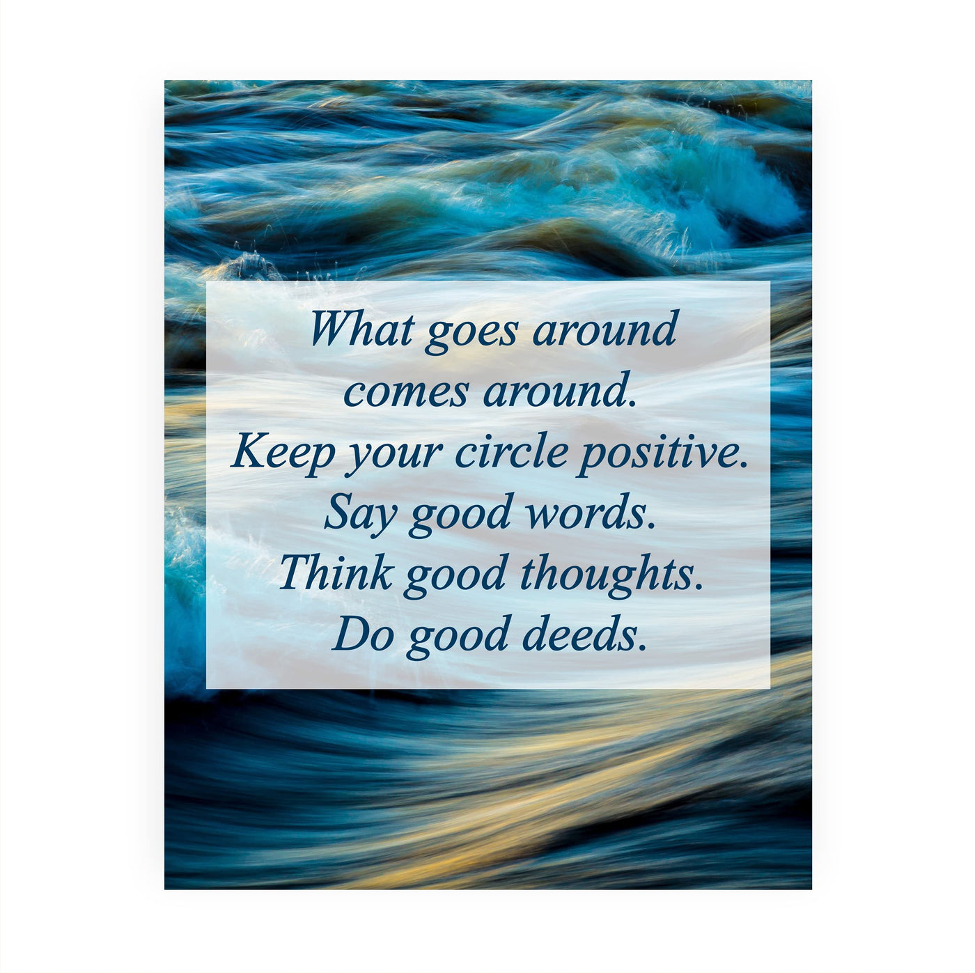 Think Good Thoughts-Do Good Deeds-Inspirational Quotes Wall Art -10 x 8" Typographic Ocean Wave Print -Ready to Frame. Motivational Home-Office-School-Beach House Decor. Great Reminder to Be Kind!
