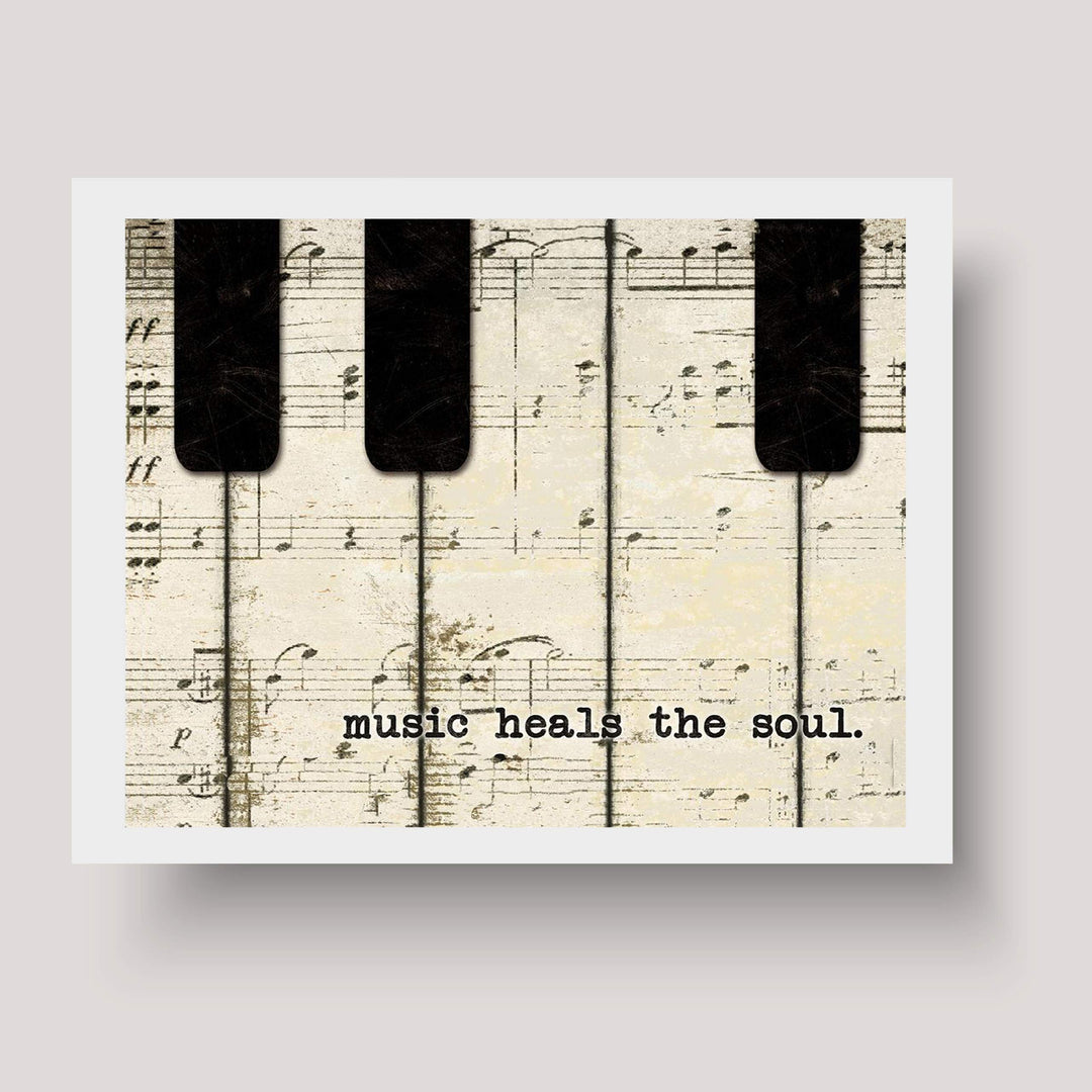 Music Heals The Soul- 8 x 10 Wall Art Print- Ready To Frame Typography Print of Piano Keys. Home Decor- Music Decor. Perfect for Musicians, Studios &amp; Everyone Soothes their Soul with Great Sounds!