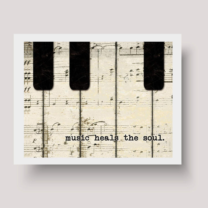 Music Heals The Soul- 8 x 10 Wall Art Print- Ready To Frame Typography Print of Piano Keys. Home Decor- Music Decor. Perfect for Musicians, Studios &amp; Everyone Soothes their Soul with Great Sounds!