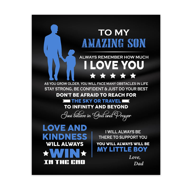 To My Amazing Son -Always Remember I Love You Inspirational Family Wall Art Sign -11x14" Typographic Poster Print -Ready to Frame. Loving Message for Any Son. Great Birthday-Graduation-Wedding Gift!