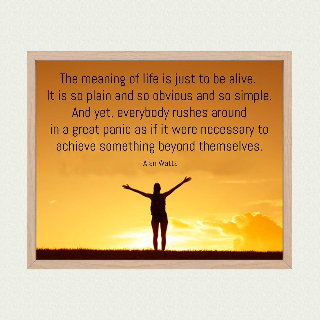 Alan Watts-"The Meaning of Life-To Just Be Alive" Spiritual Quotes Wall Art-8 x 10" Zen Sunset Photo Print-Ready to Frame. Modern Typographic Design. Perfect Home-Office-Yoga Studio-Happiness Decor!