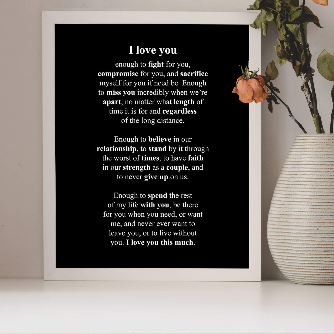 I Love You This Much Romantic Wall Art Print -8 x 10" Love Letter Wall Decor-Ready to Frame. Perfect Home-Bedroom Decor. Loving Keepsake for Spouse-Partner. Great Wedding-Anniversary Gift!